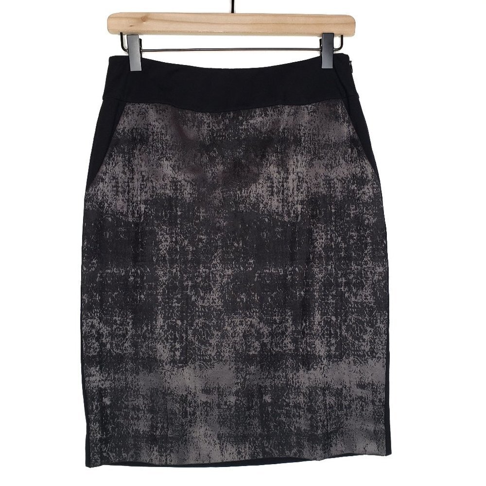 Eileen Fisher Pencil Skirt XS Pewter Silver Black Straight Career